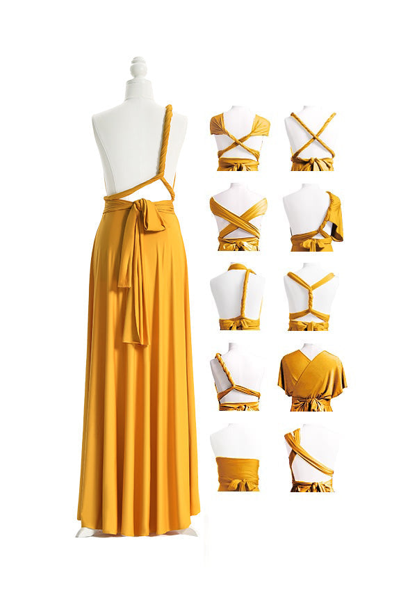 72Styles Mustard Yellow Long Multiway Infinity Dress Back Styles