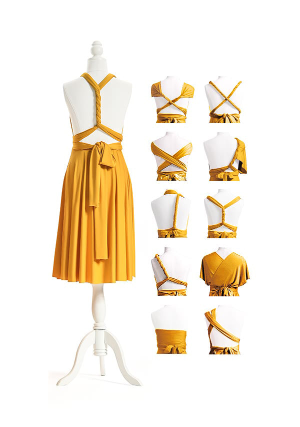 72Styles Mustard Yellow Short Multiway Infinity Dress Back Styles
