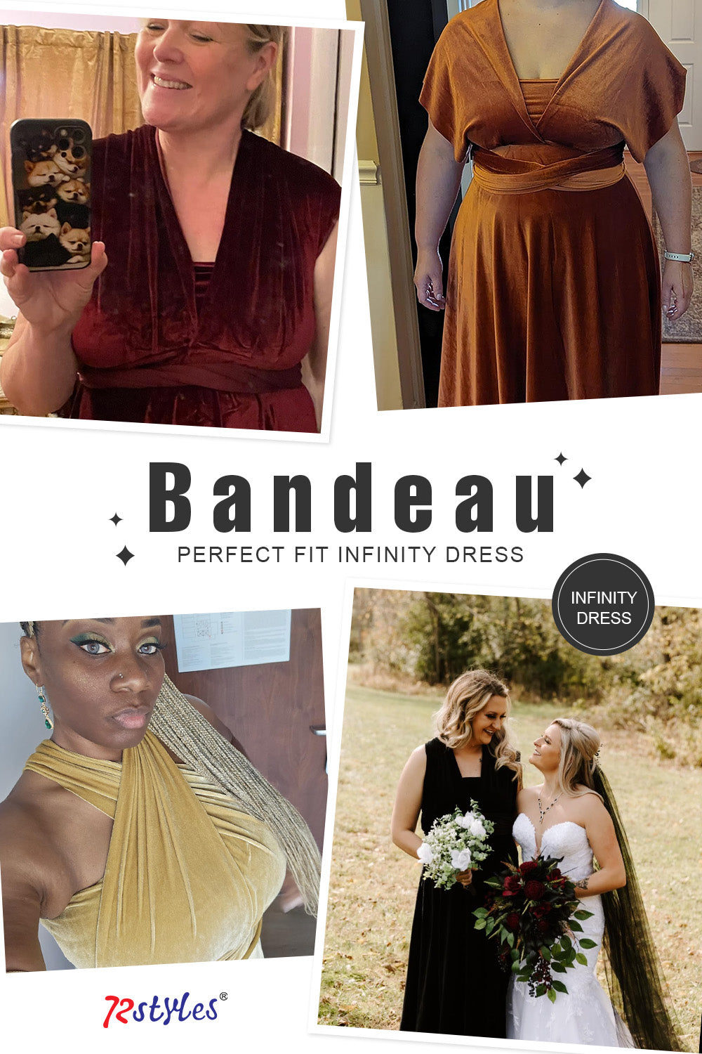 Strapless Velvet Bandeau Tube Top for Infinity Convertible Multiway Dress